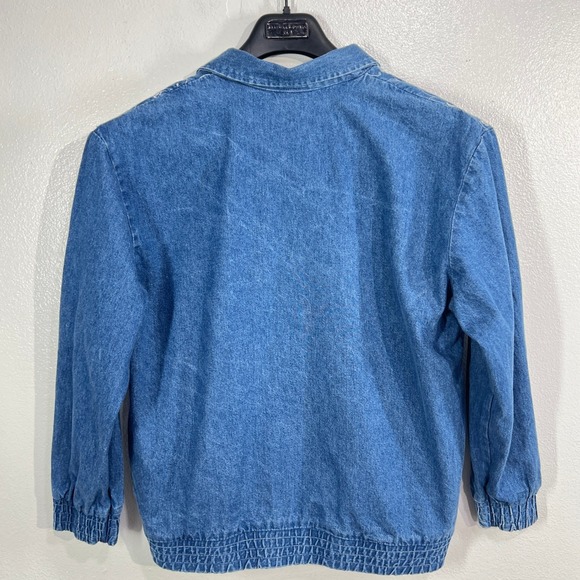 Vintage 90s Teddi Embroidered Denim Jacket PL Cottagecore Boho Blue USA Bomber - Picture 2 of 11